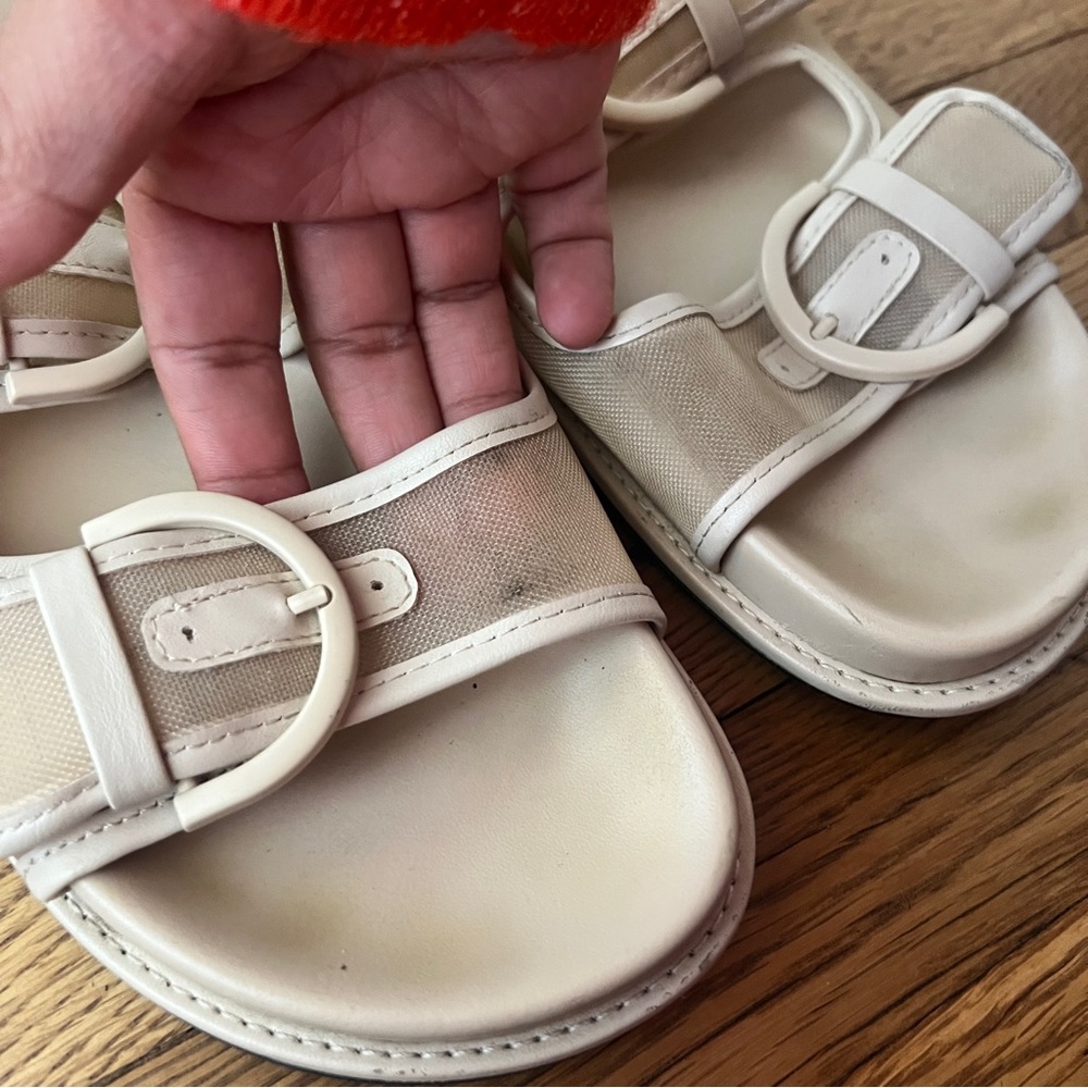 ZARA Beige mesh Wedge Sandals - Picture 4 of 6
